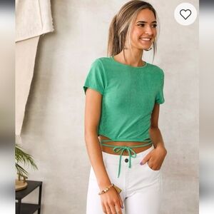 Willow & Root Green Short Sleeve Crop Top
